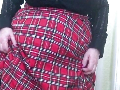 Mature Sally trying to get you to toss off your cocks in her tartan outfit